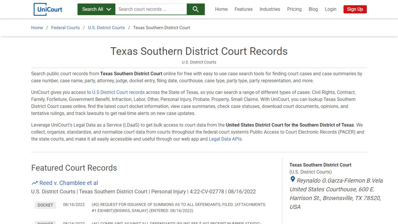 Texas Southern District Court Records | PACER Case Search | UniCourt