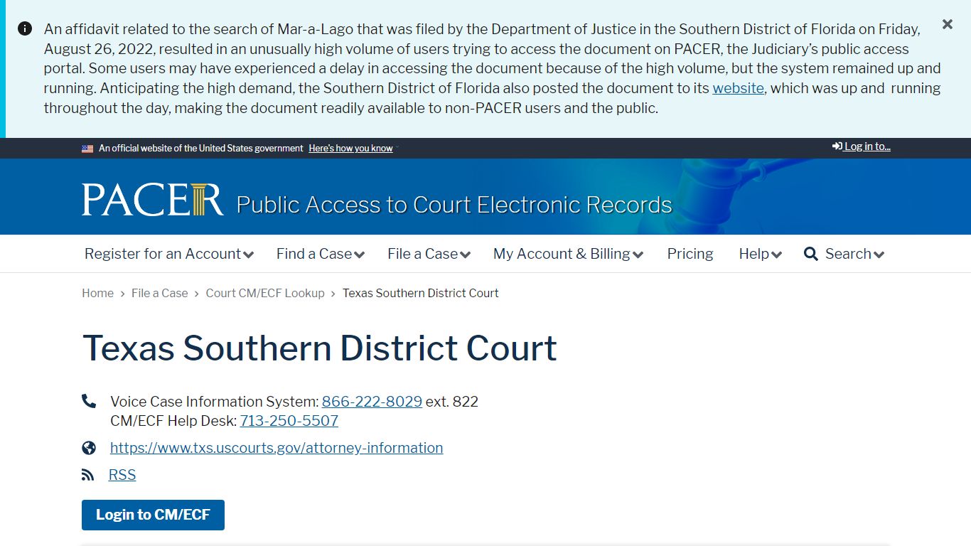 Texas Southern District Court | PACER: Federal Court Records